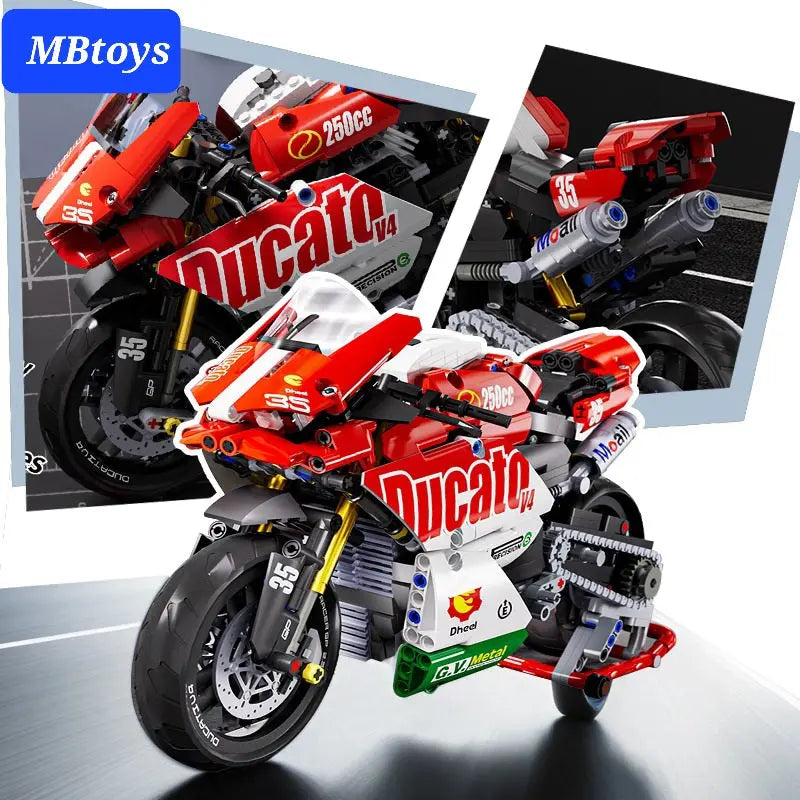 Technic V4 Super Moto Ducati Bike Building Blocks 883PCS